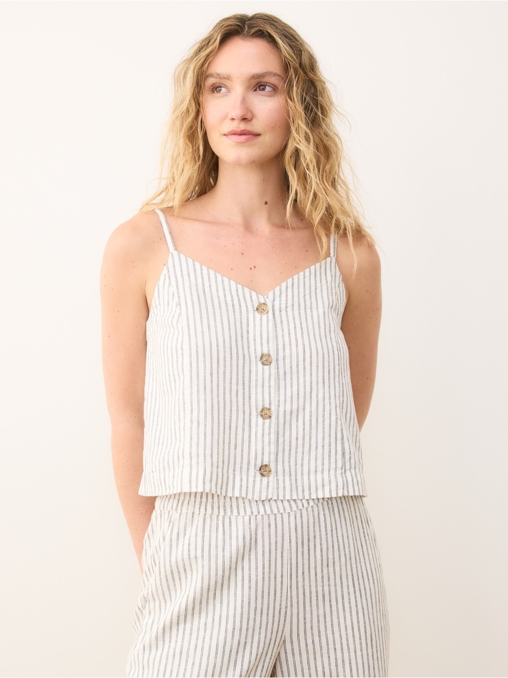 Marine Layer Celeste Hemp Cami Women’s Size XS Hemp Lyocell Cropped Button